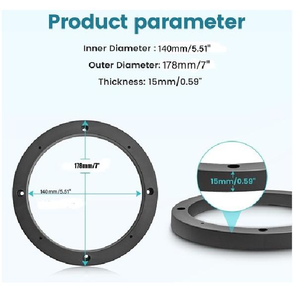 8x Car Stereo Speaker Spacer Plastic Mat Rings Audio Bracket Holder Adapter 6.5”