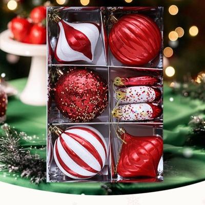 8PCS/Box 8CM Christmas Hanging Balls Shatterproof Plastic Christmas Ball Set Electroplated Painted Christmas Hanging Ornament