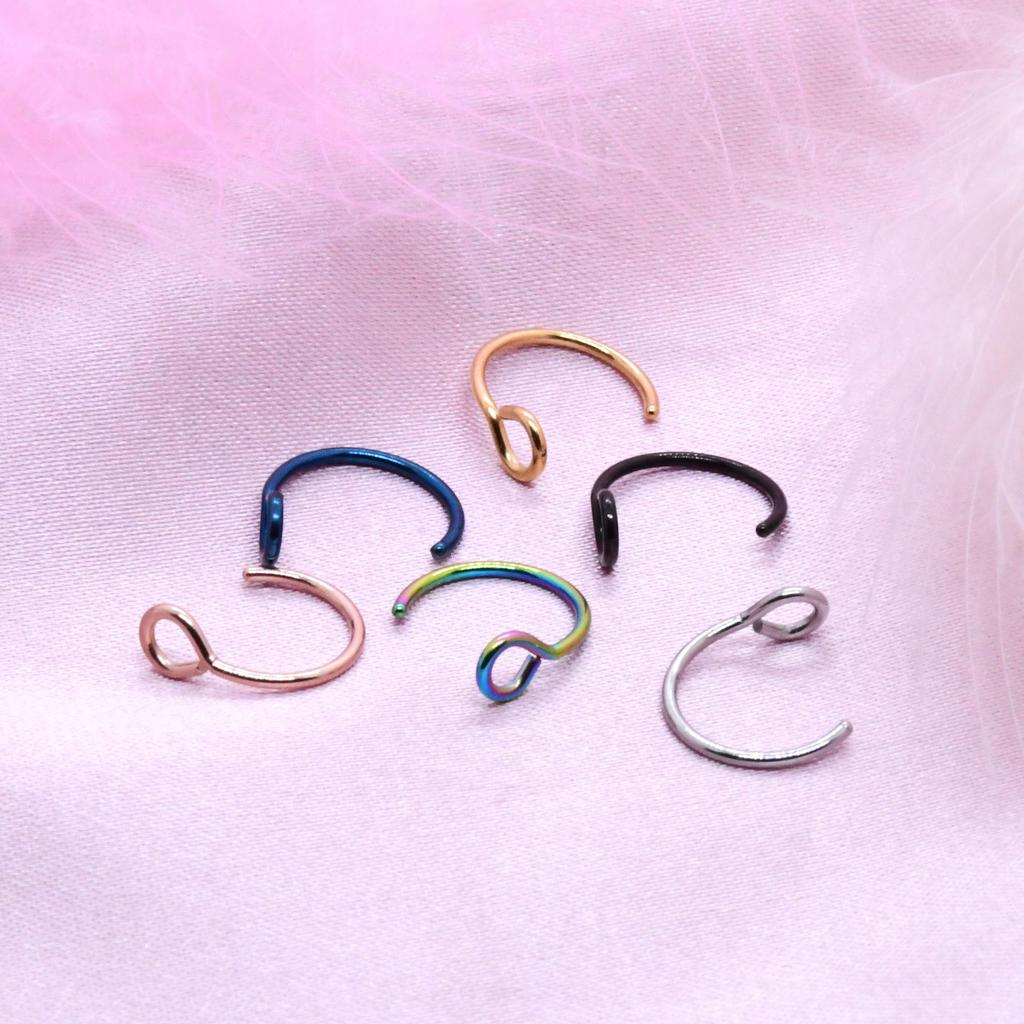 Anello al Naso Finto a C in Acciaio Inossidabile - Gioiello per Piercing al Corpo Elettroplaccato