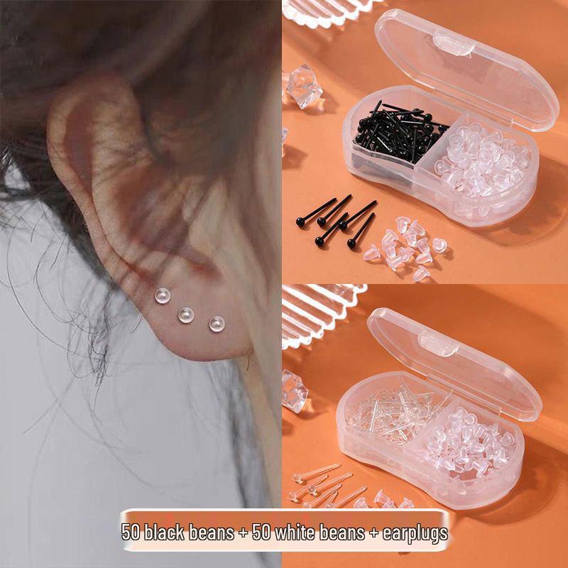 Transparent Resin Ear Piercing Studs - Anti-Clogging, Invisible, Ideal for Newly Pierced Ears