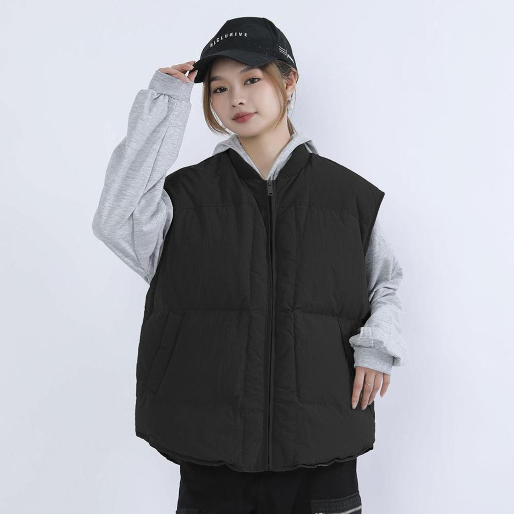 Feather Simple Loose White Duck Down Solid Color Knitted Collar Vest Sleeveless Women's New Down Vest