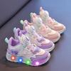 Kuromi Girls' Shoes, New Spring Model, Children's Sports Shoes with Leather Surface and Lights, Glowing Shoes for Girls, Suitable for Spring and