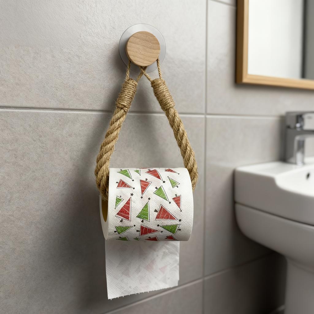 1 piece hand-woven hemp rope tissue holder, solid wood rope weaving, creative non-punching wall-mounted, household,