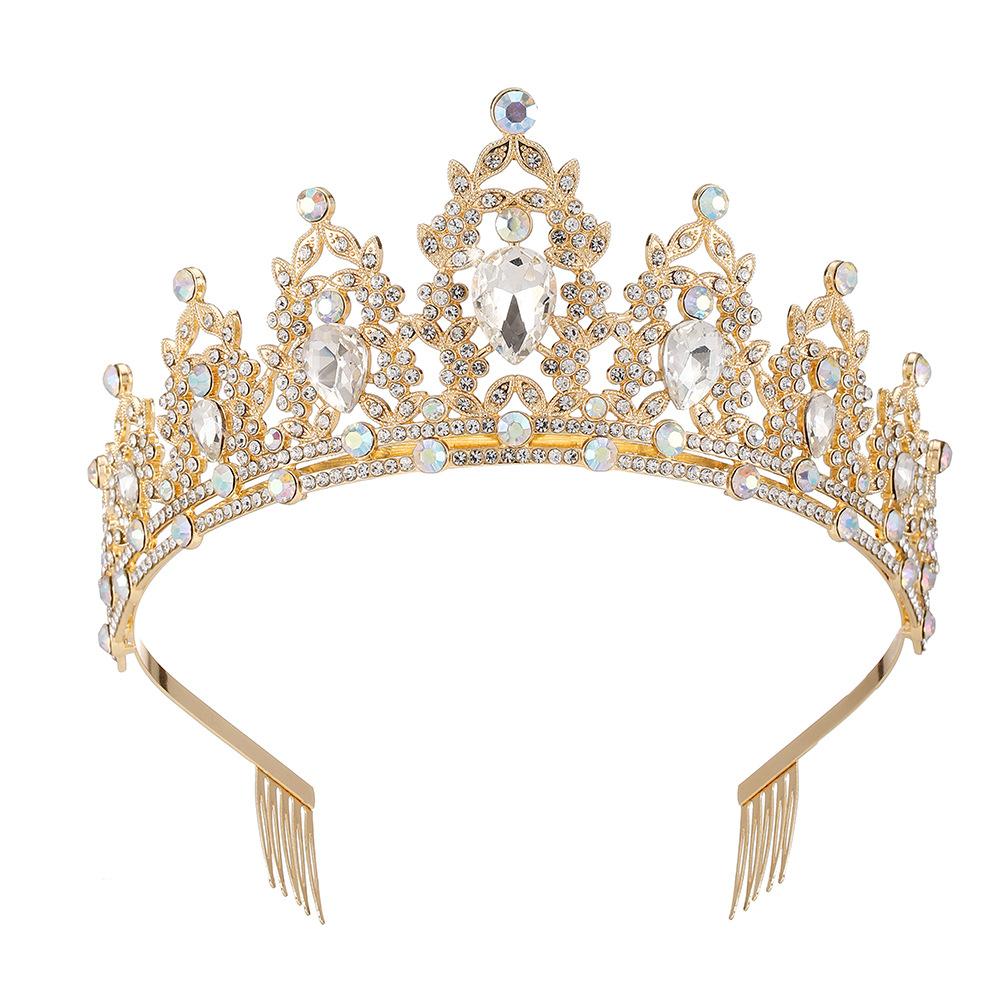 Jewel Bride Bridesmaids Comb Crown Baroque Birthday Wedding Banquet Headwear Crown Headband