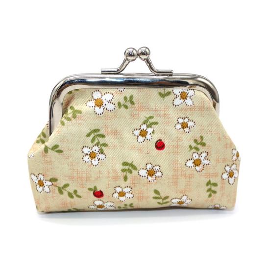 Cute Floral Coin Purse, Vintage Kiss-lock Change Pouch, Mini Coin Wallet Trinkets Storage Pouch for Coins, Cash, Cards