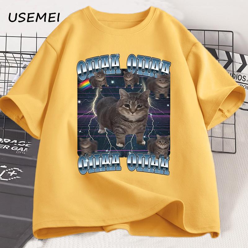 Funny Viral Oia Cat Meme Graphic T Shirts for Men Women Silly Cats T-shirt Oiiaa Oiiaa Cat Unhinged T Shirt Harajuku Clothes