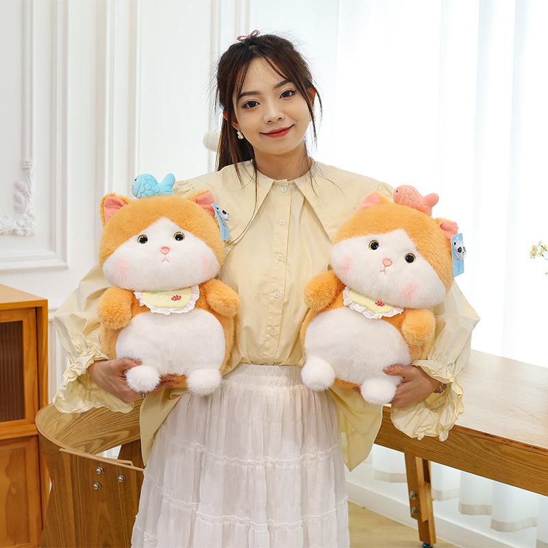 Cute Greedy Cat Doll Cartoon Little Fish Cat Plush Toy Doll Children's Rag Doll Birthday Gift