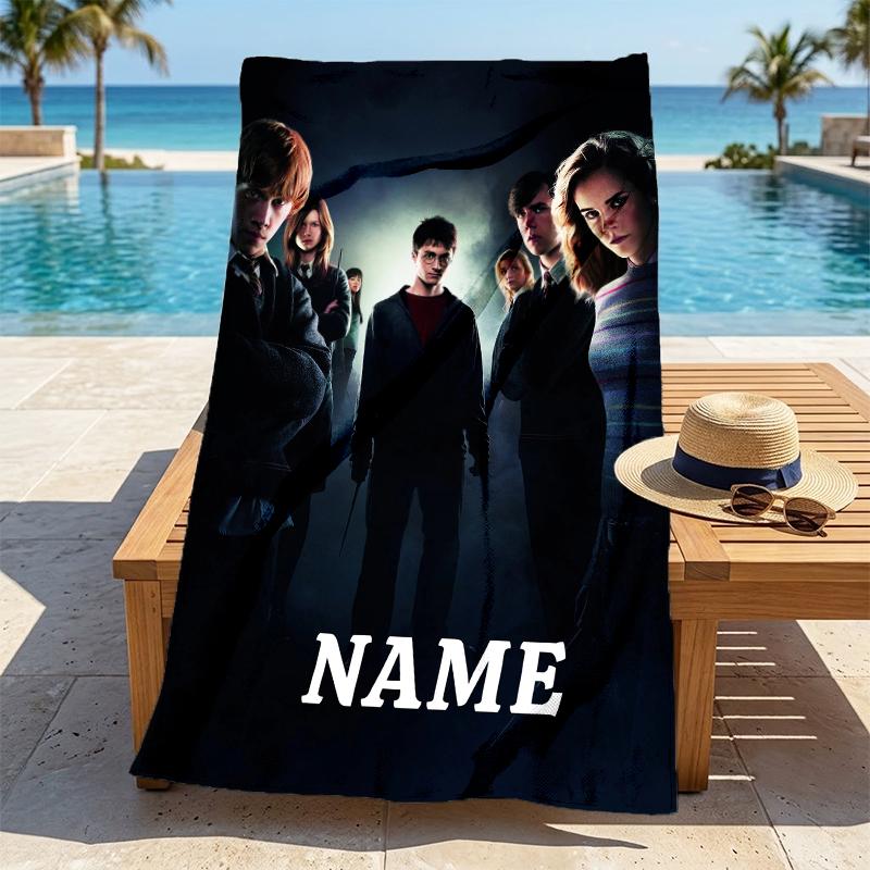 Custom Name Magic Quest Stylish Digital Printing Beach Towel Quick‑Drying Absorbent Blanket for Beach Pool Gym Travel