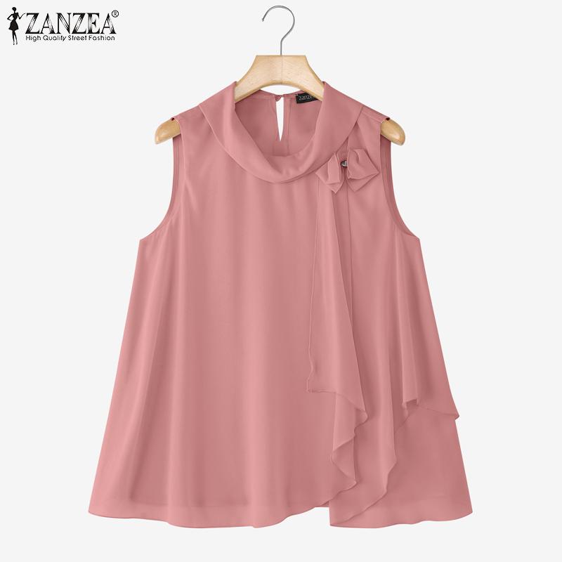 ZANZEA Women Loose Round Neck Casual Sleeveless Blouse