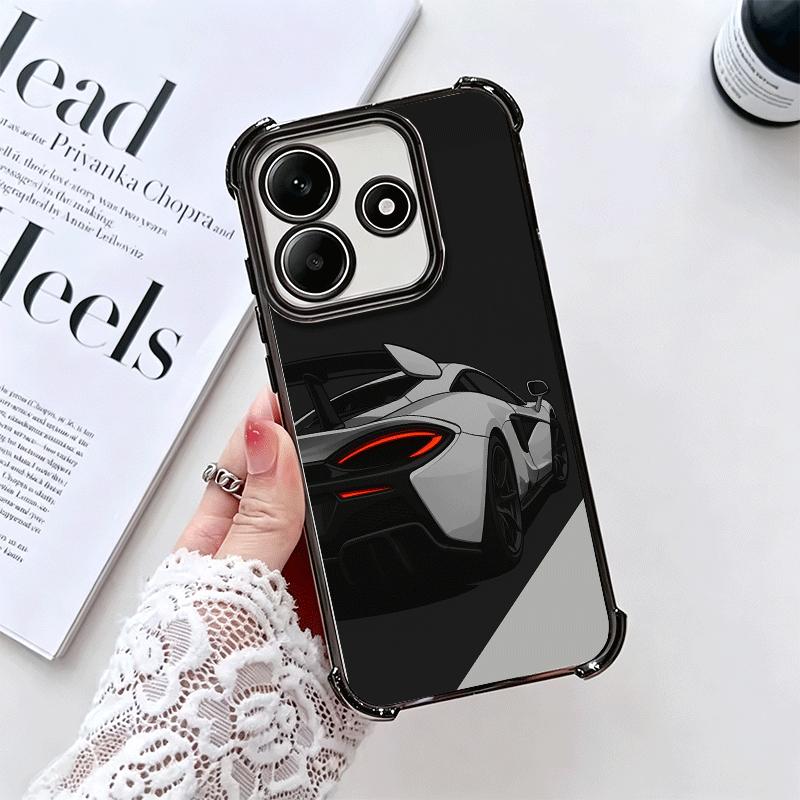 Black White Sports Cars Aesthetics Plating Phone Case For Xiaomi Redmi Note 14 15 Pro Plus 13 12 11 11S 11T 10 9S 9 5G Anti-Fall