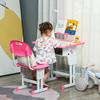 Kids Desk And Chair Set Adjustable Height Study Table Set With Drawer Book Stand Pen Slot Pink