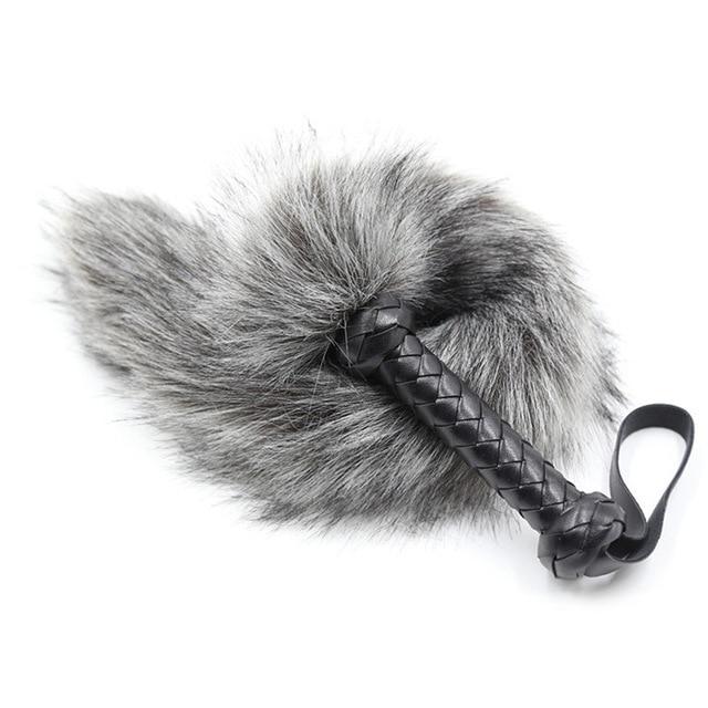 62Cm Fur Spanking Flogger Tail Sex Whip   Fetish Kink Floggers