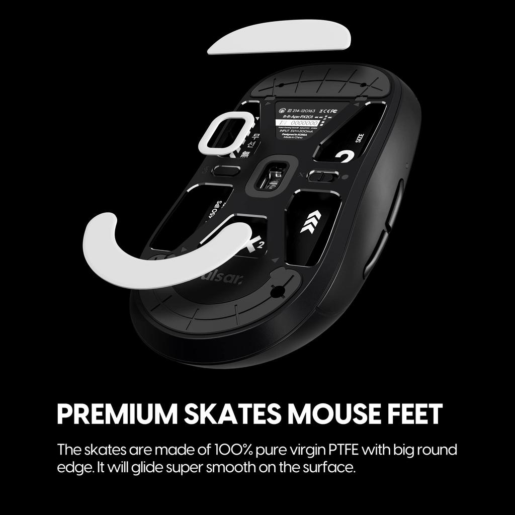 Pulsar Gaming Gears X2V2 X2H X2 (Medium & Mini) Mouse Feet, 100% PTFE Premium Skates - White, Thin Type (0.6mm)