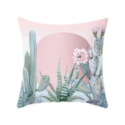 Cactus Succulents Pattern Polyester Pillow Case Cushion Cover for Office Sofa