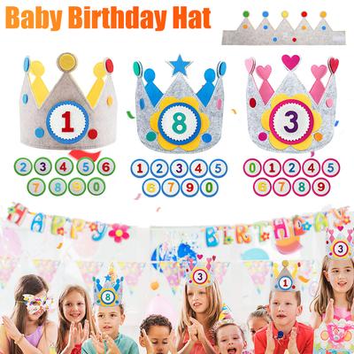 Sombrero de Cumpleaños Ajustable Sombrero de Fieltro de Cumpleaños de Princesa Decoración de Cumpleaños para Niños Cosplay de Halloween Corona Accesorios para Fotos Decoración de Fiesta