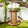 Solar Powered Bird Feeder With Lights, Antique Copper Decorative Cutout Hanging Bird Feeder For Outdoor Garden Yard