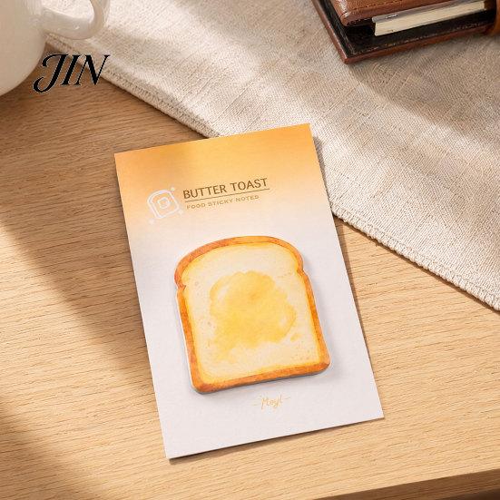 Fun Office Supplies Stick Note Pads, Funny Toast Bread Cookie Cheese Design Cute Notepad, 30 No Residue Notes Sheets/Pad Self Memo Pad for Home