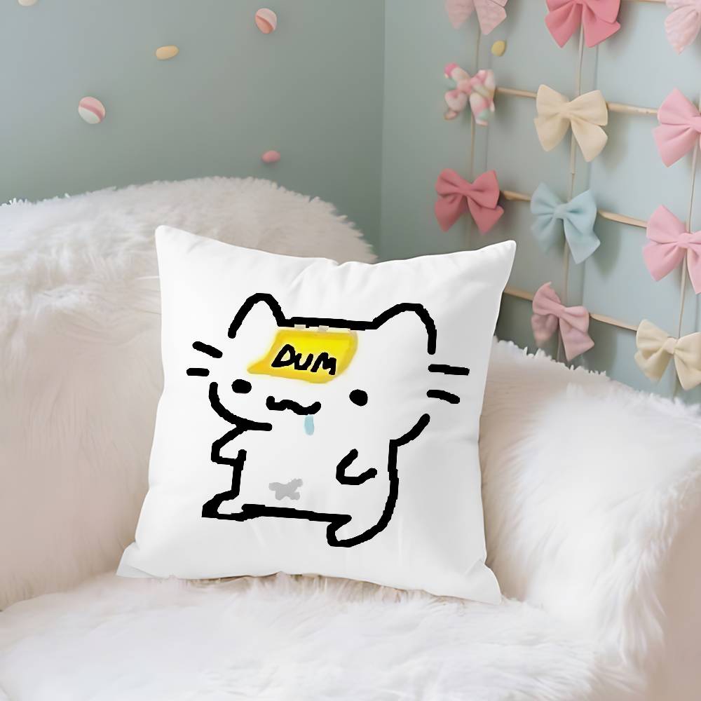

Cute Little Cat With Flower Round Case Plush Fabric Soft Pillowcase Double Sided Print Cushion Cover Household Gifts 40x40CM(16x16in)