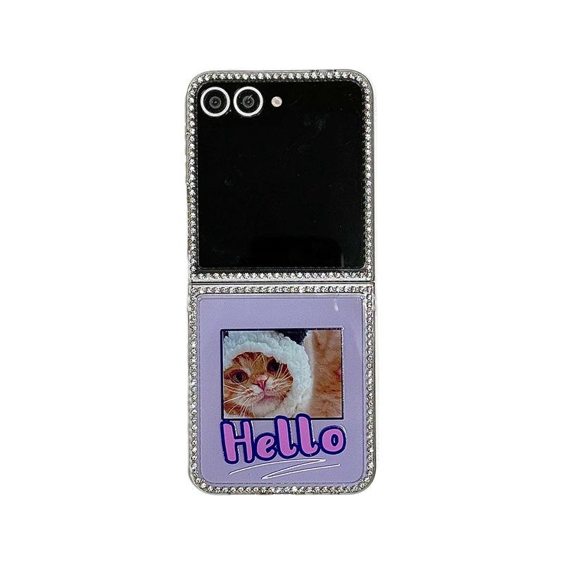 

Pointed Diamond Three-in-one Folding Mobile Phone Case Suitable for Samsung Galaxy Zflip5 6th Generation Universal New Model Cute Z Flip 5th/6th