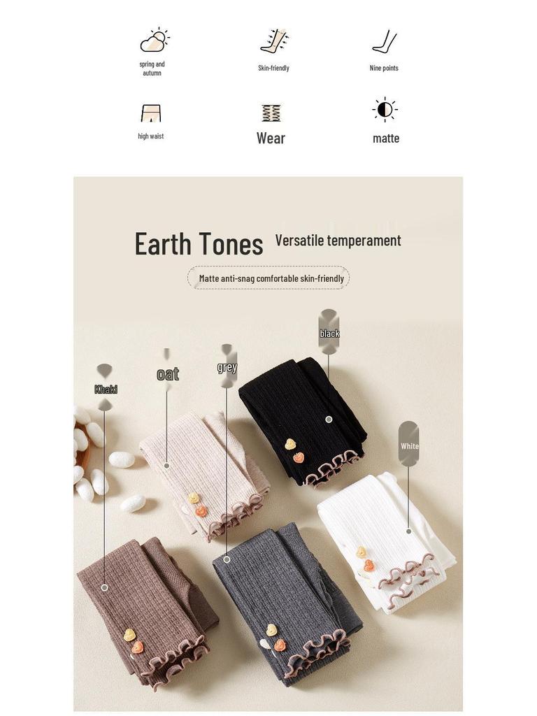 Girls' Fleece-Lined Cable Knit Leggings with Lace Trim for Autumn & Winter