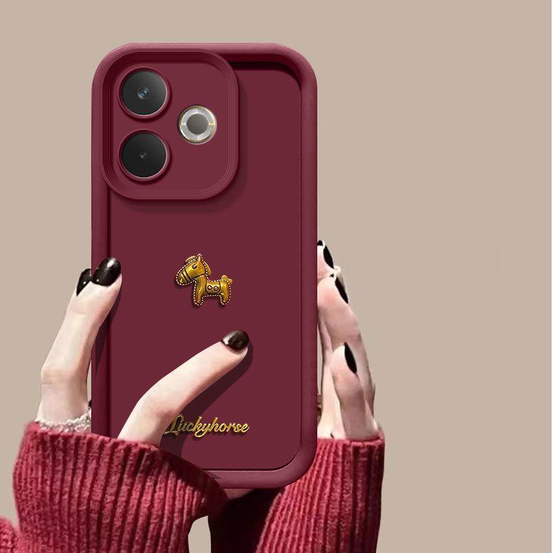 For OPPO A5 Pro 4G 5G Case Cute 3D Gold Horse With Lanyard Phone Case For OPPO A5 Pro 5G Matte Soft Silicone Cover