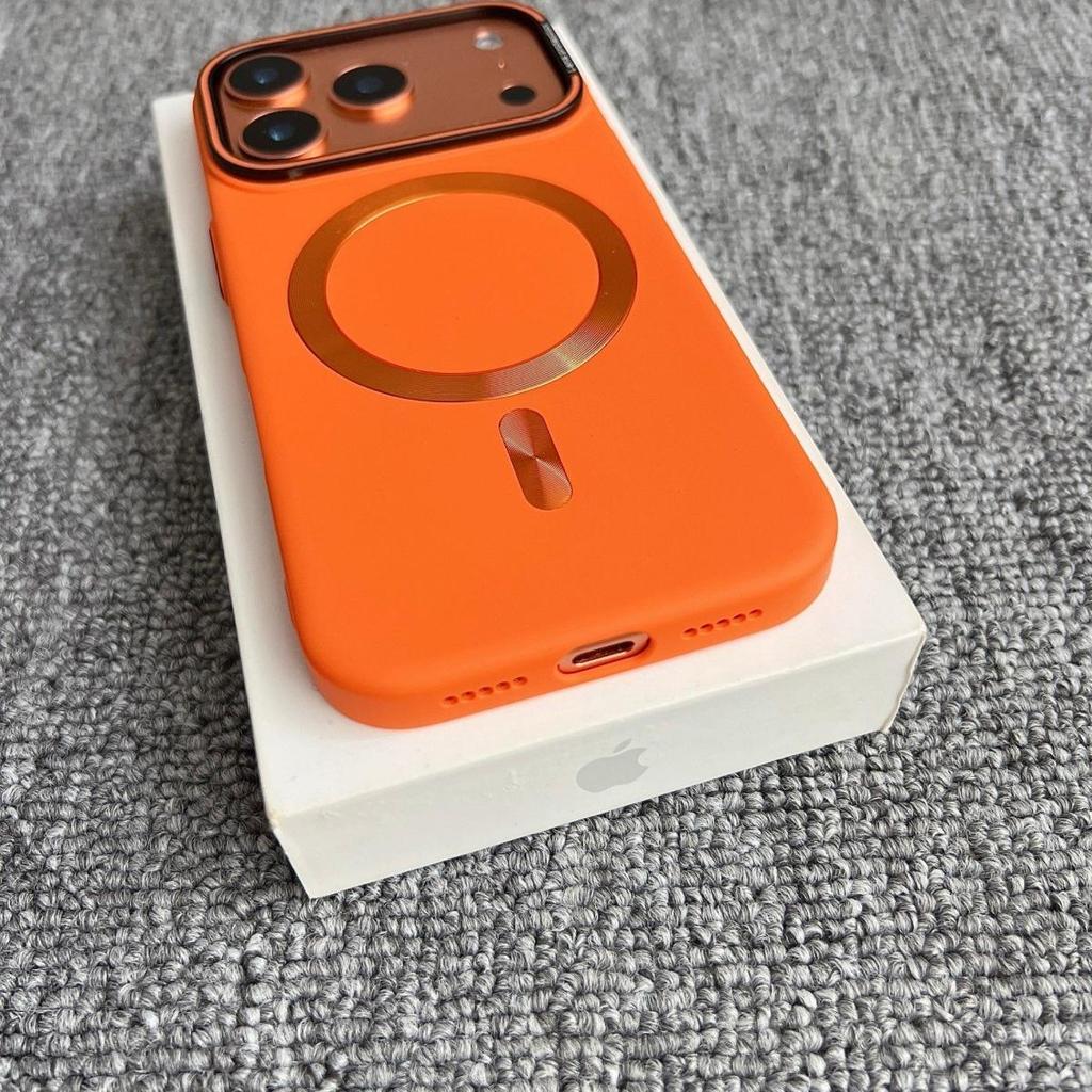 Crystal Skin Magnetic Phone Case for Apple 17 Pro Max - Orange, Full Coverage, Anti-drop, Magnetic Suction Charging