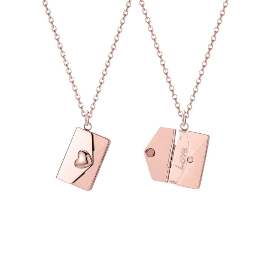 DIY Pendant Sweater Chain Heart Lovers Choker Necklace Simple Envelope Necklace  Couple
