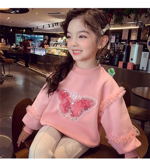 Girls Long Sleeve T Shirt Sweet Cute Round Neck Base Layer for Spring