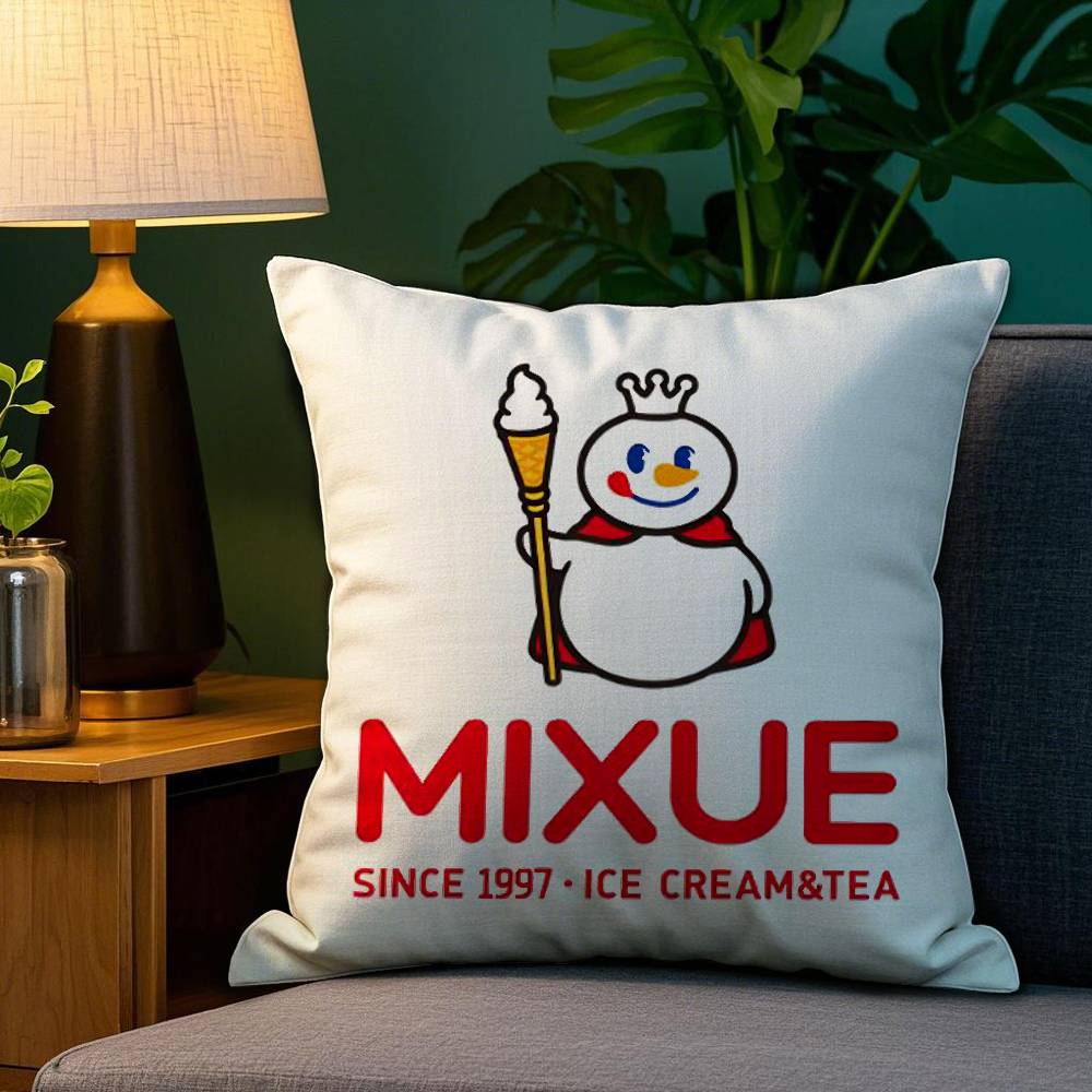 MIXUE Ice Cream Tea Pillow Case Plush Fabric Soft Double Sided Print Sofa Cushion Cover Throw Pillow Covers 30x30cm