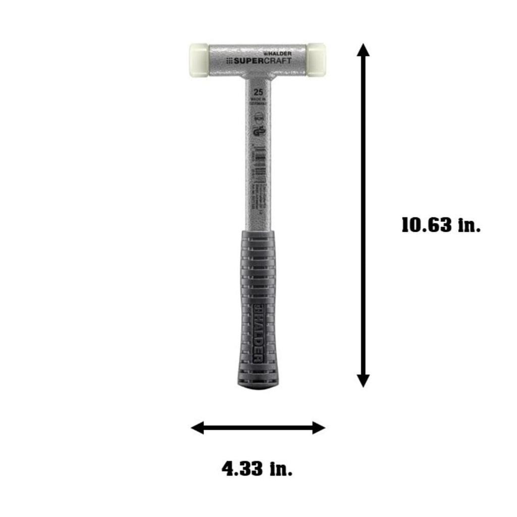 HALDER Schockloser Rückschlagfreier Supercraft Hammer Stahlgriff Nylon Durchmesser 25 (Weiß) 3377.025