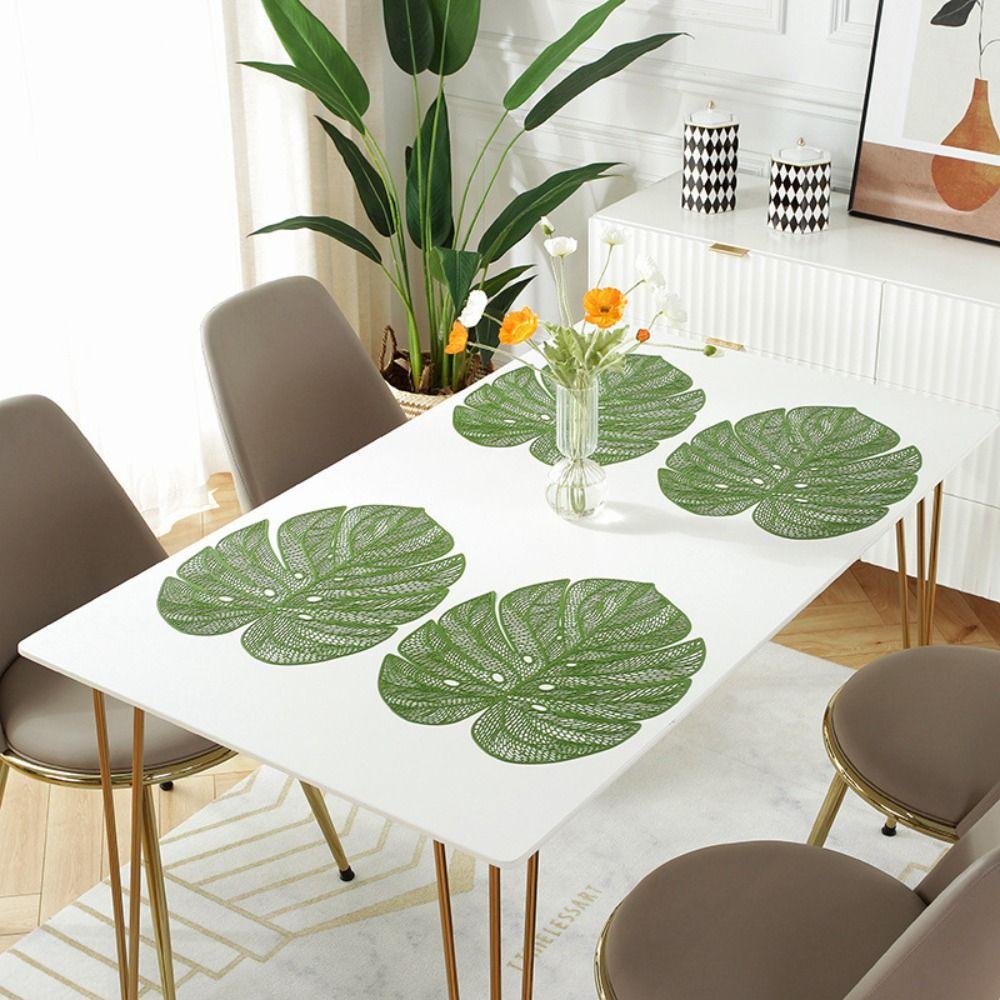 3pcs Anti-stain Table Mat Hollow Coaster Kitchen Accessories Leaf Shape Placemat  Wedding