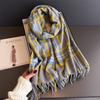 Elegants Classics Plaid Designer Winter Warm Scarf Women Luxury Neckerchief Cashmere Shawl Blanket Wrap Pashmina Tassel Lady