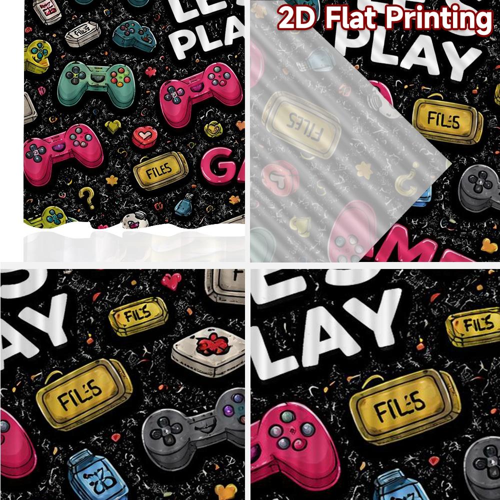 2D FLAT PRINTING 2pcs Curtains (Without Rod) Colorful Controller Collage Contemporary Popular Curtains Polyester Easy Install
