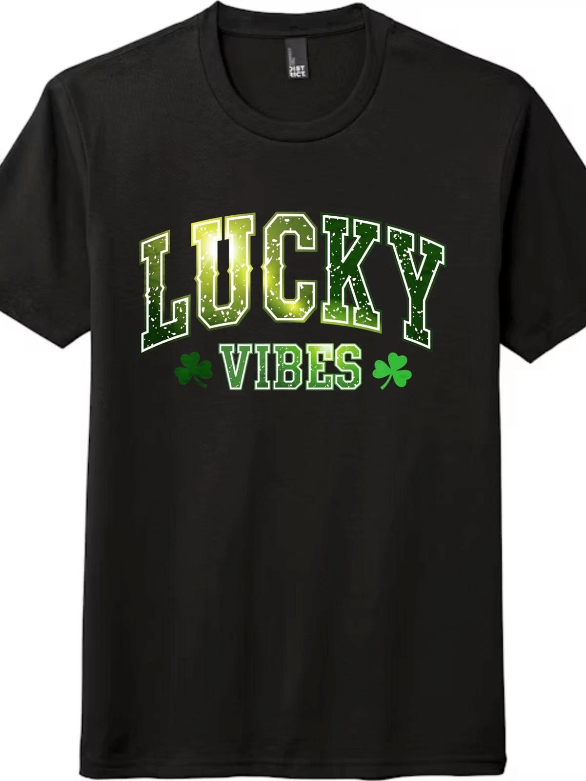 

Lucky Vibes Shamrock T-Shirt Unisex St. Patrick s Day Casual Tee Lucky Gift 2XL