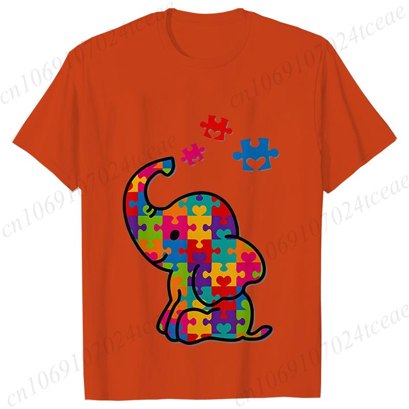 Funny Elephant Autism Awareness T-shirt for Women Acceptance Neurodiversity Summer Shirts Hip Hop Streetwear Short Sleeve Tees
