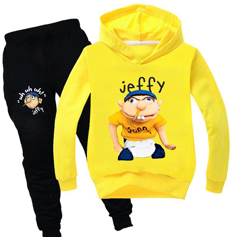 Jeffy Puppet Hoodies voor kinderen, casual trainingspakken voor lente en herfst, met heldere digitale print en verfijnde stiksels.