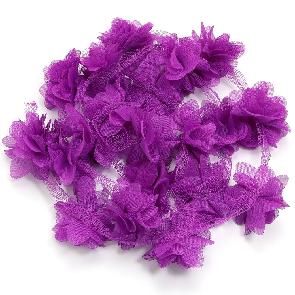 20pcs 5.5cm Chiffon Cluster Flowers Colorful Artificial Flowers For DIY Wedding Party Lace Trim Clothing Gifts Decor Accessories