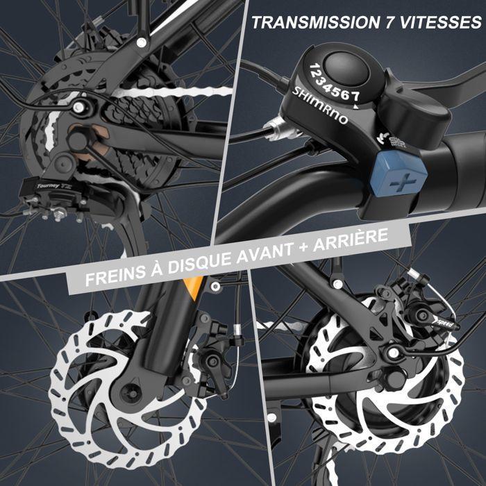 Elektrische fiets E-bike - HITWAY - Zwart - 28"- Afneembare Batterij 36V 12Ah - Shimano 7 Versnellingen - Elektrische Mountainbike + HITWAY Achtermand