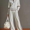 Women Two Piece Tracksuit Set Half Zip Stand Collar Sweatshirt Drawstring Wide Leg Pants Contrast Stripe Casual Sportswear