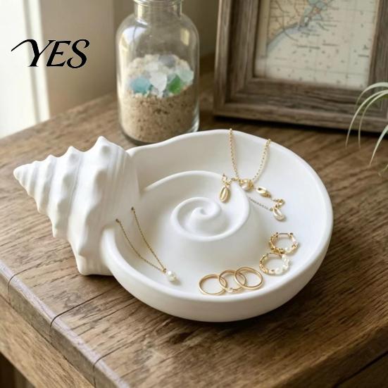 Conch-shaped Tray 3D Printed Conch Jewelry Tray, Rings Earrings Necklaces Organizing Small Item Dish, Trinket Keys Holder Plate for Home Decor Storage