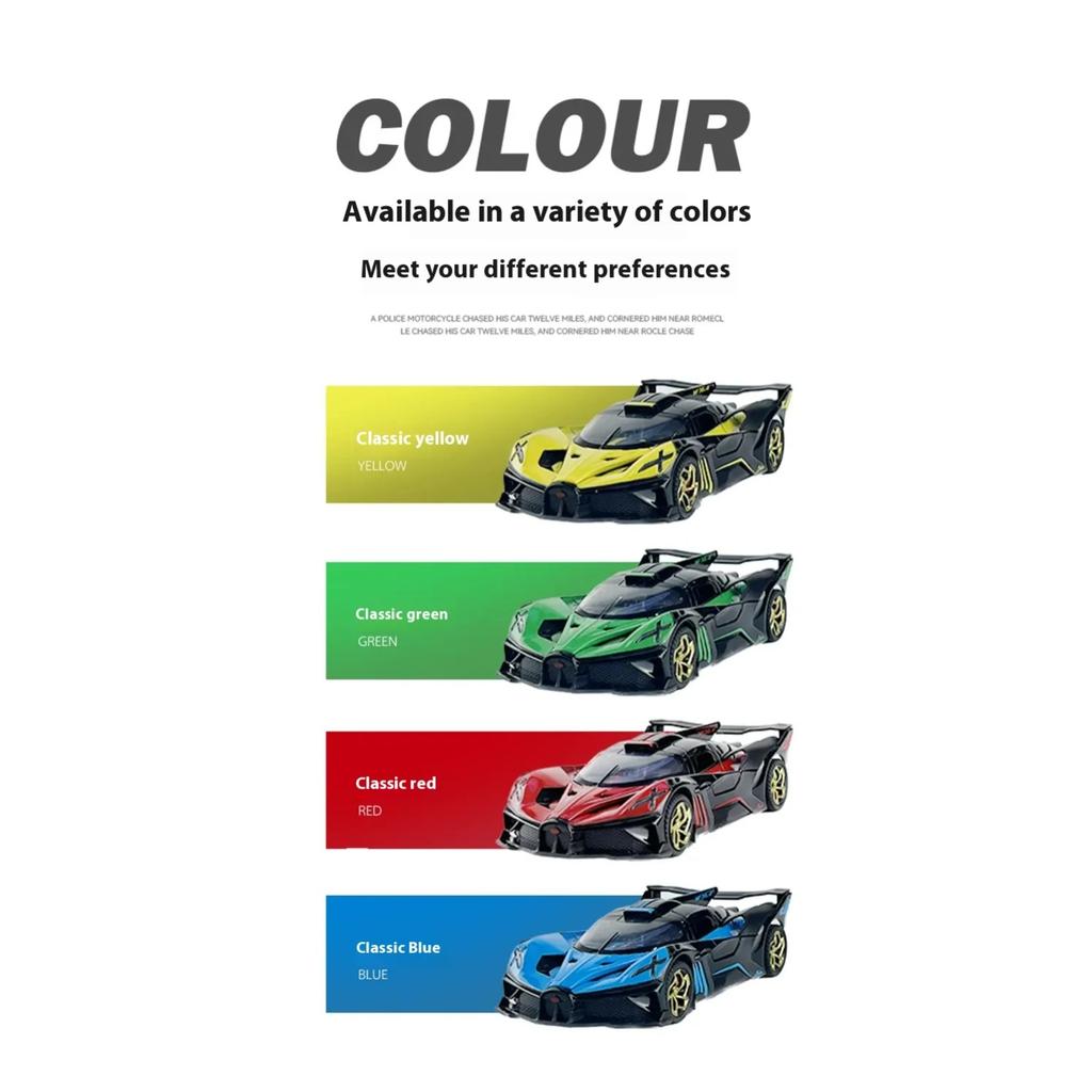 1/32 Bugatti Bolide Miniature GT Die Casting Model Car Metal Alloy Sound & Light Pull Back Children's Toy Car Birthday Gifts Boy