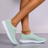 Fashion Women's Slip-On Crystal Sneakers 2025 Breathable Mesh Plus Size 35-43 Casual Flats Women Comfort Soft Sole Running Walking Shoes