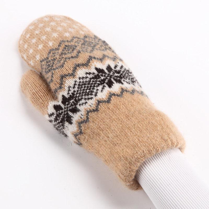 Christmas Cute Jacquard Weave Double Layer Plus Velvet Thicken Wool Knitted Gloves Men Women Winter Outdoor Cycling Warm Mittens