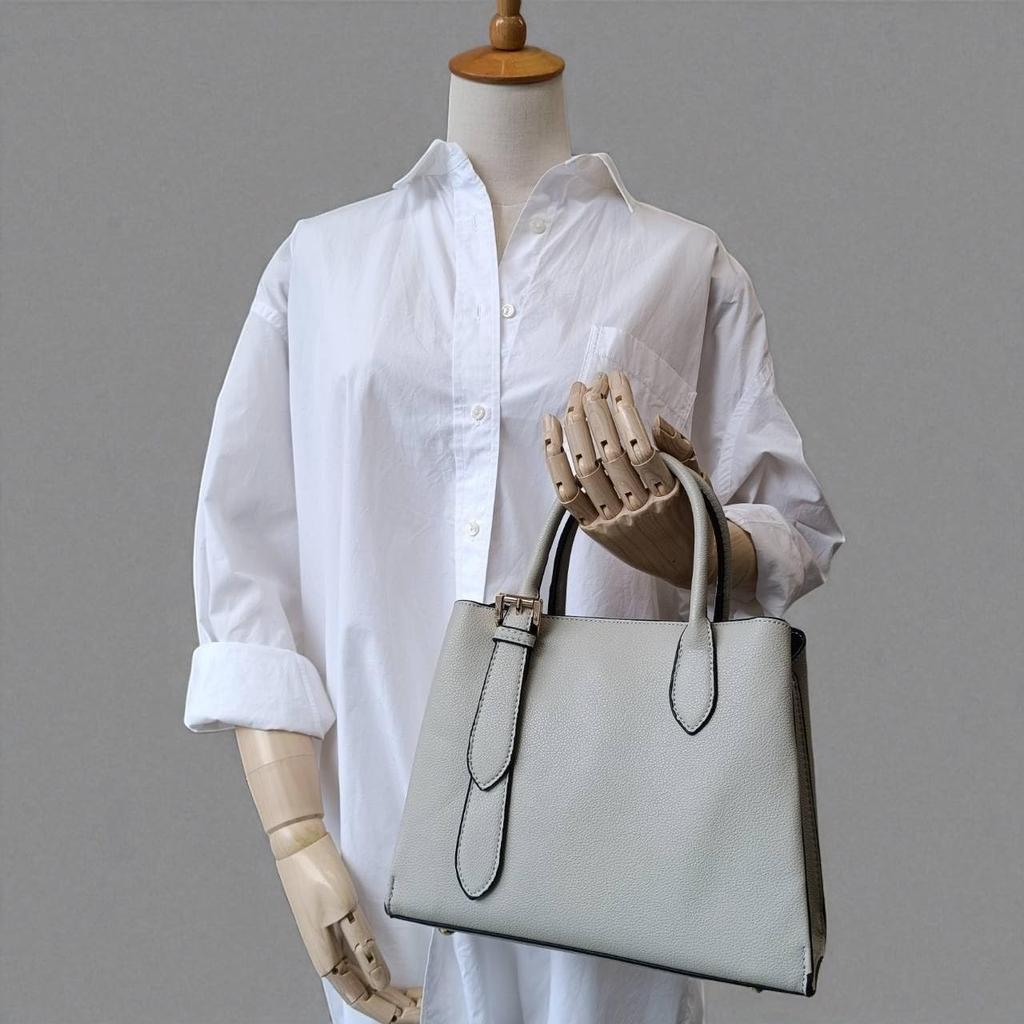 [mauve] Belt Design 2-Way Handbag, Small (Light Gray)