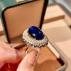 Light Luxury Pigeon Blood Ruby Set Exaggerated Pigeon Egg Zircon Necklace Pendant Colored Treasure Earrings Royal Blue Ring Woman