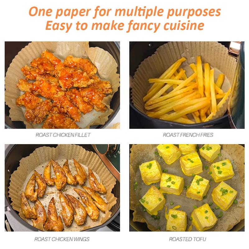 300/200/100/50PCS AirFryer Oil-Proof Disposable Paper Liner Air Fryer Baking Tray Paper Special Baking Paper Tray Accessories