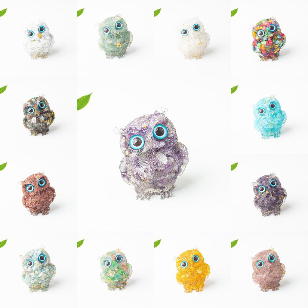 Figurine Hibou en Résine Cristal Pour Décoration Maison Bureau Cadeau Pour Amis Et Famille