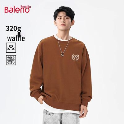 Baleno Men's Waffle Knit Heavyweight Crewneck Sweatshirt