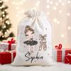 Personalised Ballerina Christmas Sack Gift Bag Santa Sack Christmas Eve Decoration Item Kids Ballet Drawstring Bag New Year Gift
