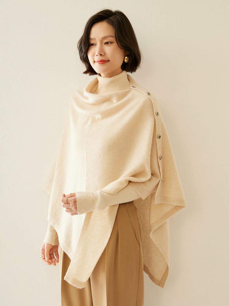 

Женская большая накидка-шаль из 100% кашемира - Высококачественная французская модель с круглым вырезом, многофункциональная верхняя одежда-шарф 135 cm